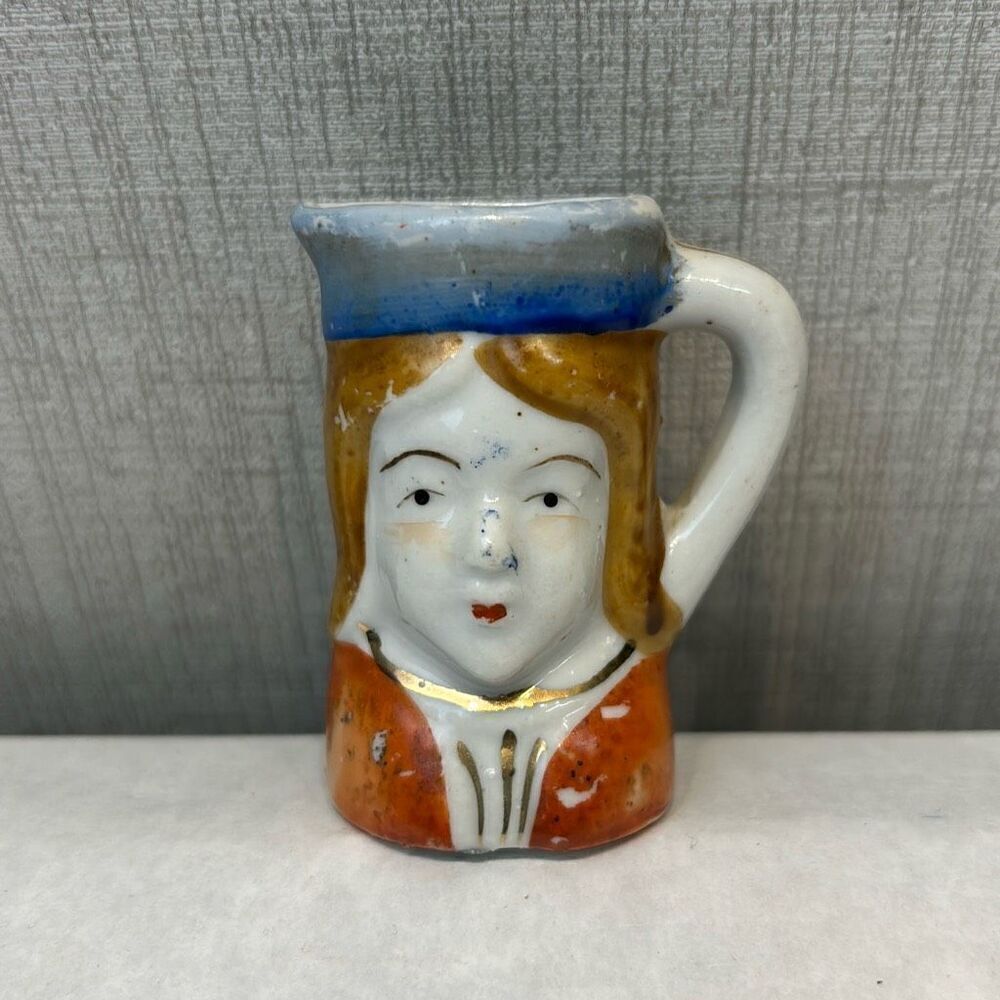 Vtg 1940-50's Occupied Japan Mini Toby Jug Porcelain Vase Small Figurine Toothpi